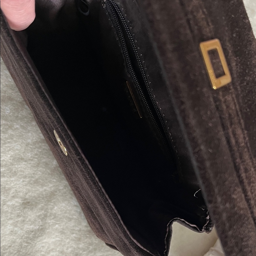 Nine West Elegant Brown Suede Handbag - Picture 4 of 5